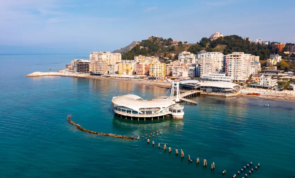 Durrës city coastline and beach — popular taxi destination with Check Taxi